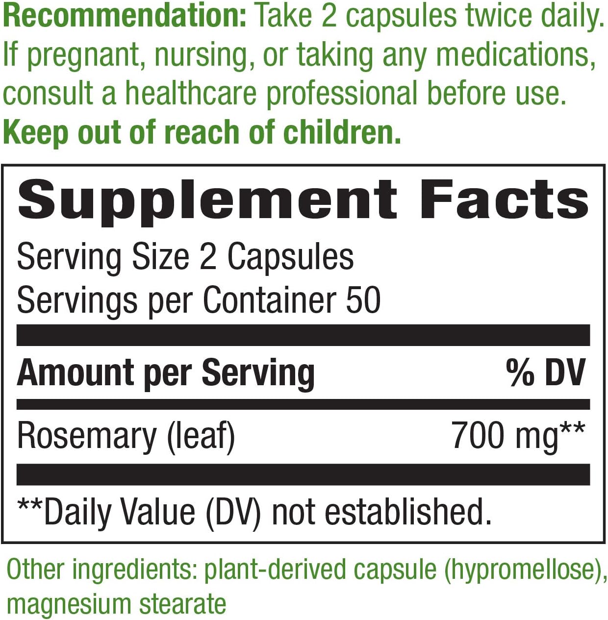 Nature's Way Premium Herbal Rosemary Leaf, 350 mg, 100 Vcaps (Pack of 4) - görsel 5