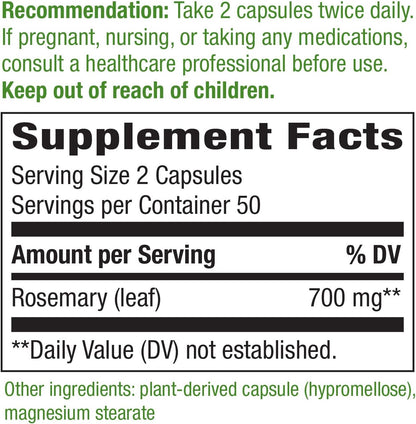 Nature's Way Premium Herbal Rosemary Leaf, 350 mg, 100 Vcaps (Pack of 4)