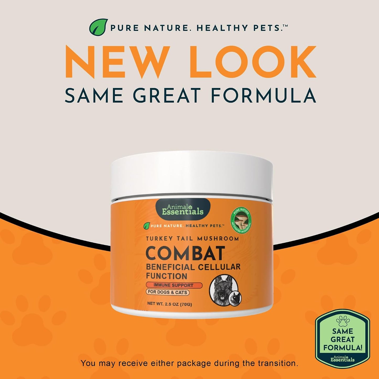 Animal Essentials Combat Turkey Tail Mushroom Supplement for Dogs & Cats – Organic Mushroom Powder Extract, Immune & Cognitive Support (70 g) - görsel 2