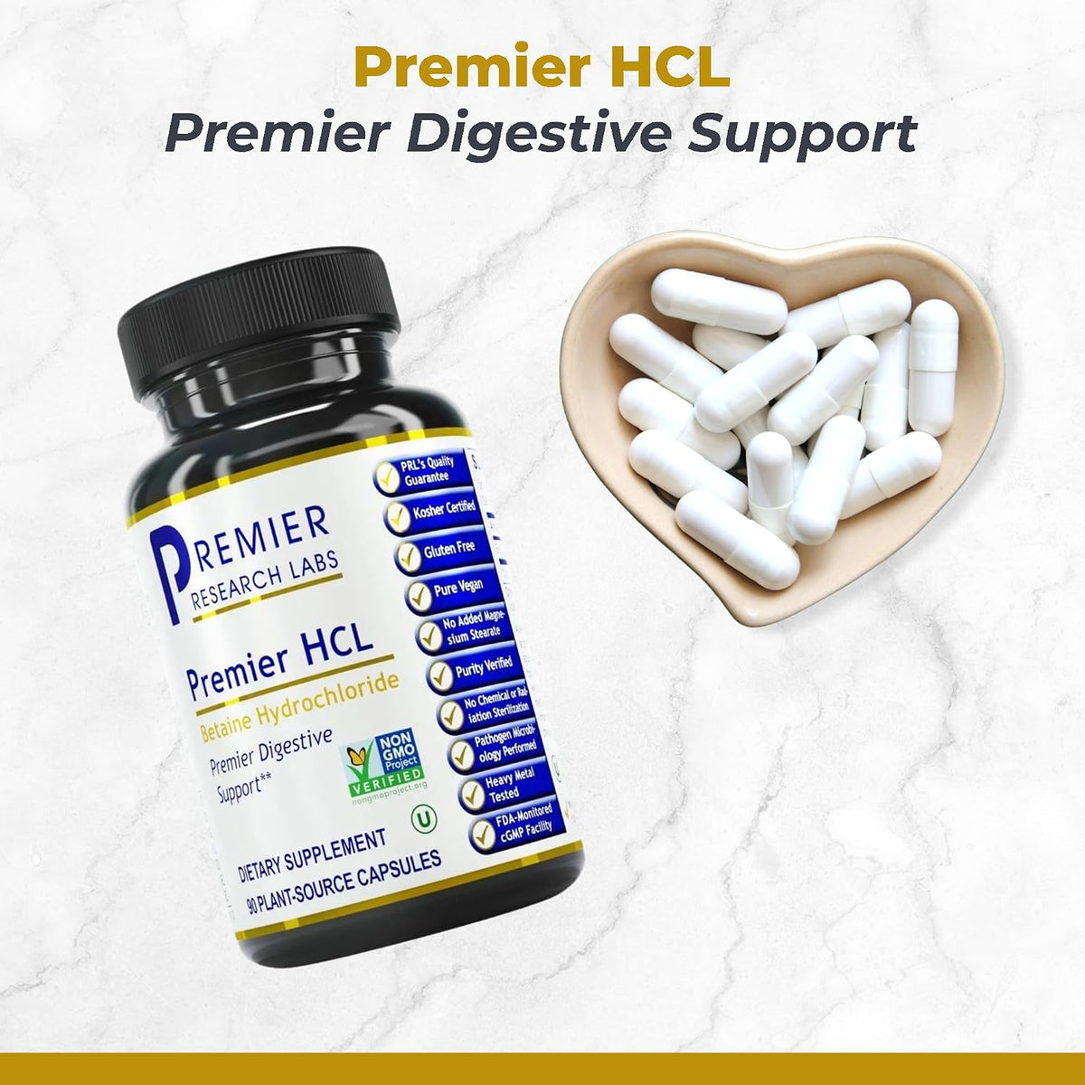 Premier Research Labs Premier HCL - Betaine Hydrochloride Supplement for Digestive Health, 90 Capsules (2 Pack) - görsel 2