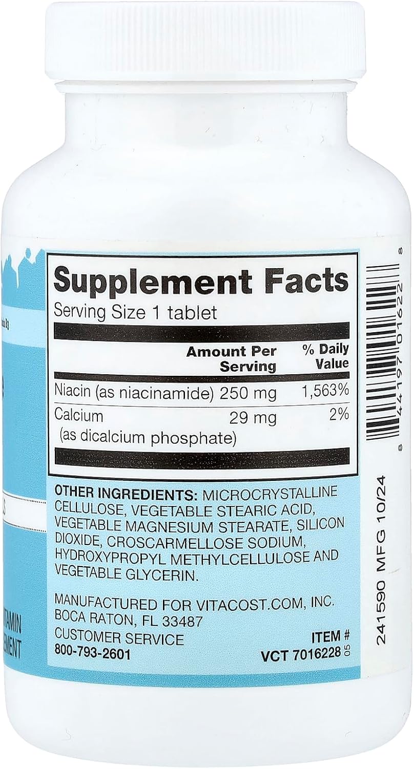 Vitacost Niacinamide, 100 Tablets - görsel 2