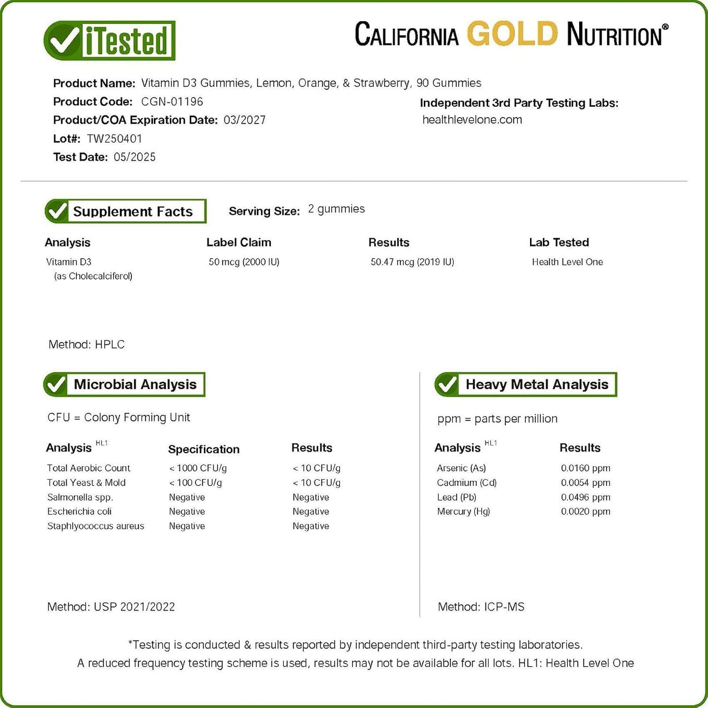 California Gold Nutrition Vitamin D3 Gummies, Lemon, Orange, & Strawberry, 90 Gummies (25 mcg (1,000 IU per Gummy)) - görsel 4