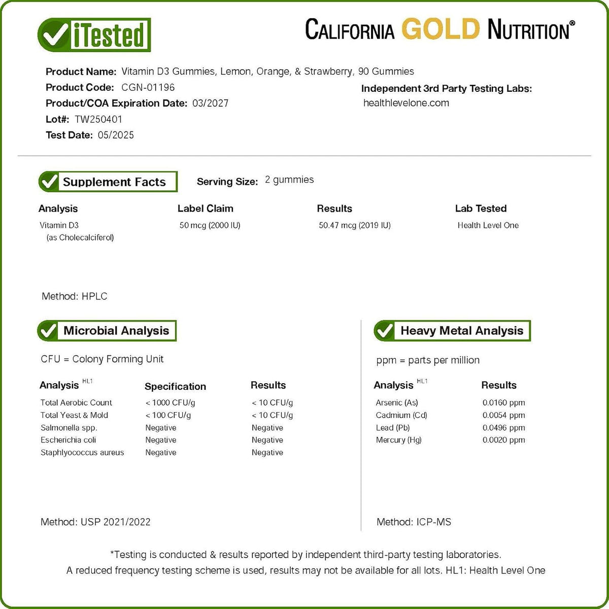 California Gold Nutrition Vitamin D3 Gummies, Lemon, Orange, & Strawberry, 90 Gummies (25 mcg (1,000 IU per Gummy)) - görsel 4