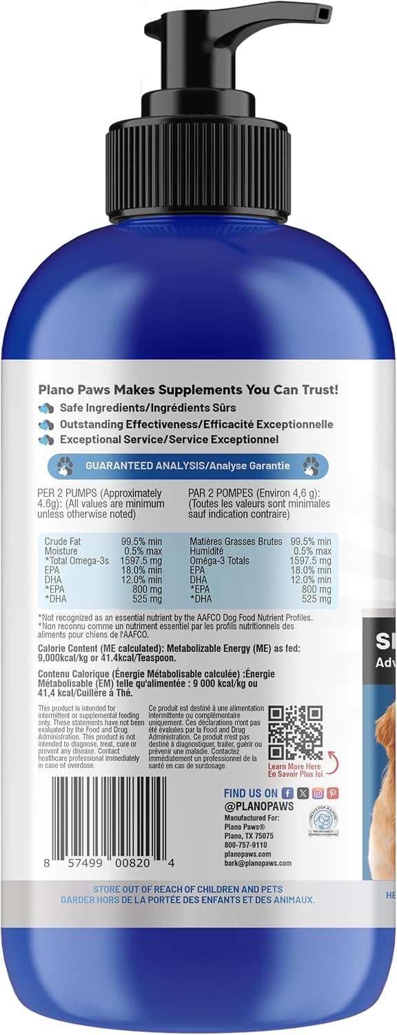 Omega 3 Fish Oil for Dogs - Liquid Fish Oil Supplement for Skin, Coat, Joints, Brain & Heart Health - görsel 9