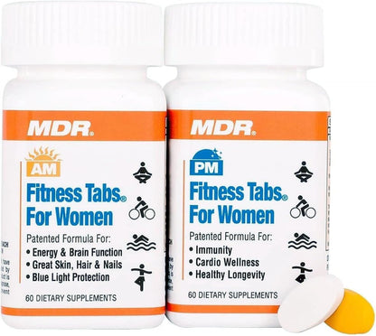 MDR Fitness Tabs Patented AM/PM Multivitamin for Women – Doctor Formulated Daily Supplement for Energy, ATP & NAD Production, Fitness, Immunity & Healthy Ageing – Gluten-free – 2 Month Supply