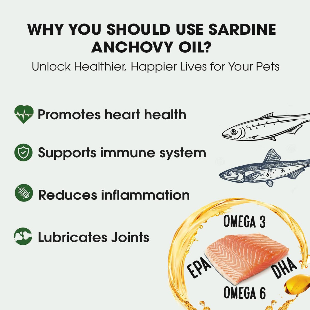 Sardine Anchovy Oil | 1296mg Omega | Unscented Pharmaceutical Grade | For Dogs & Cats | BPA-Free Brushed Aluminium Epoxy Coated Bottle with Pump 33 OZ - görsel 5