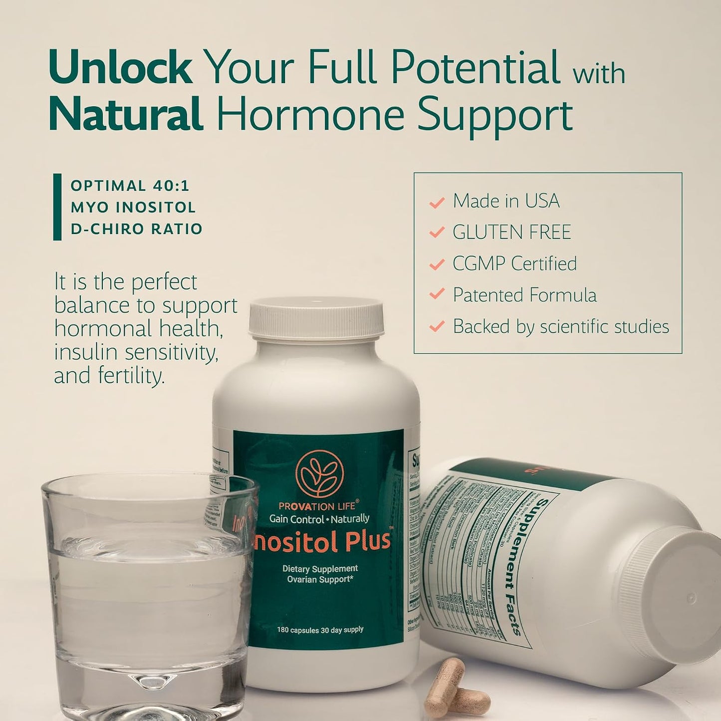 Inositol Plus for Women | Ovarian Health, Hormone Balance, Fertility, Ovulation | 40:1 Myo-Inositol D-Chiro & 12 Ingredients | Developed by a Medical Doctor | 120 Capsules - görsel 4