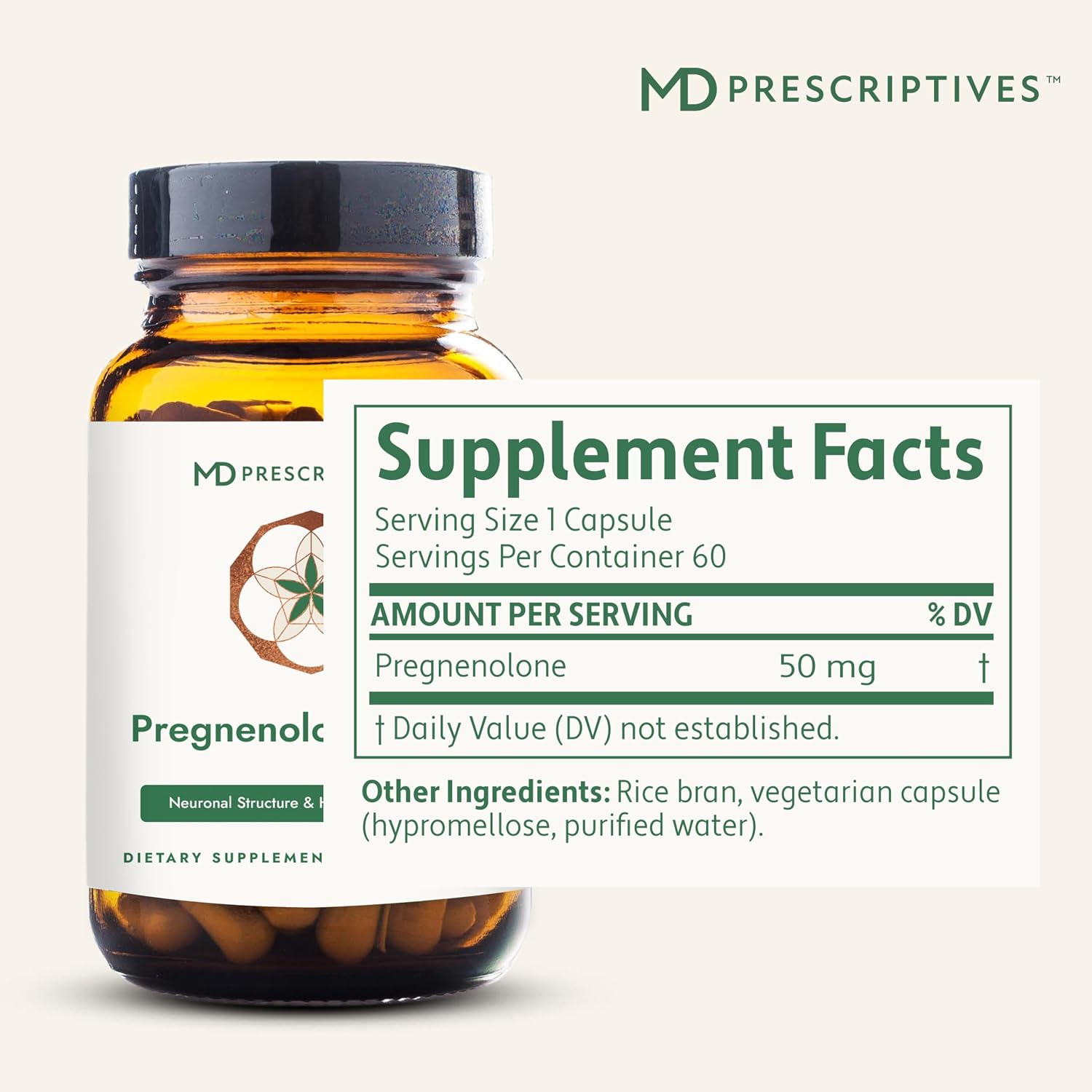 MD Prescriptives Pregnenolone - Vegan Hormone Support - 50 mg, 60 Capsules - görsel 2