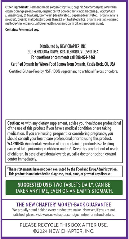 New Chapter Women's Multivitamin Advanced Formula – Fermented Whole-Food Nutrients with Iron & Vitamin D3, 72 Tablets