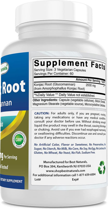 Best Naturals Konjac Root 2000mg, 180 Capsules