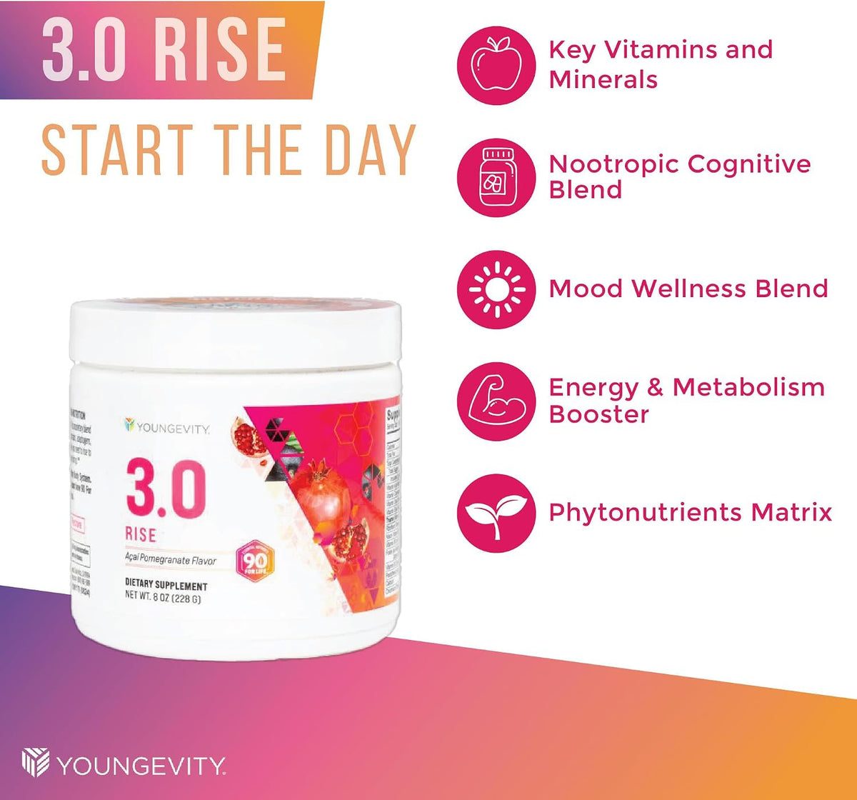 Youngevity Beyond Tangy Tangerine 3.0 Rise & Restore | Dual-System Supplement for Day & Night | Natural Energy, Cognitive Immune & Digestive Support | Acai Pomegranate & Raspberry Lemon - görsel 3