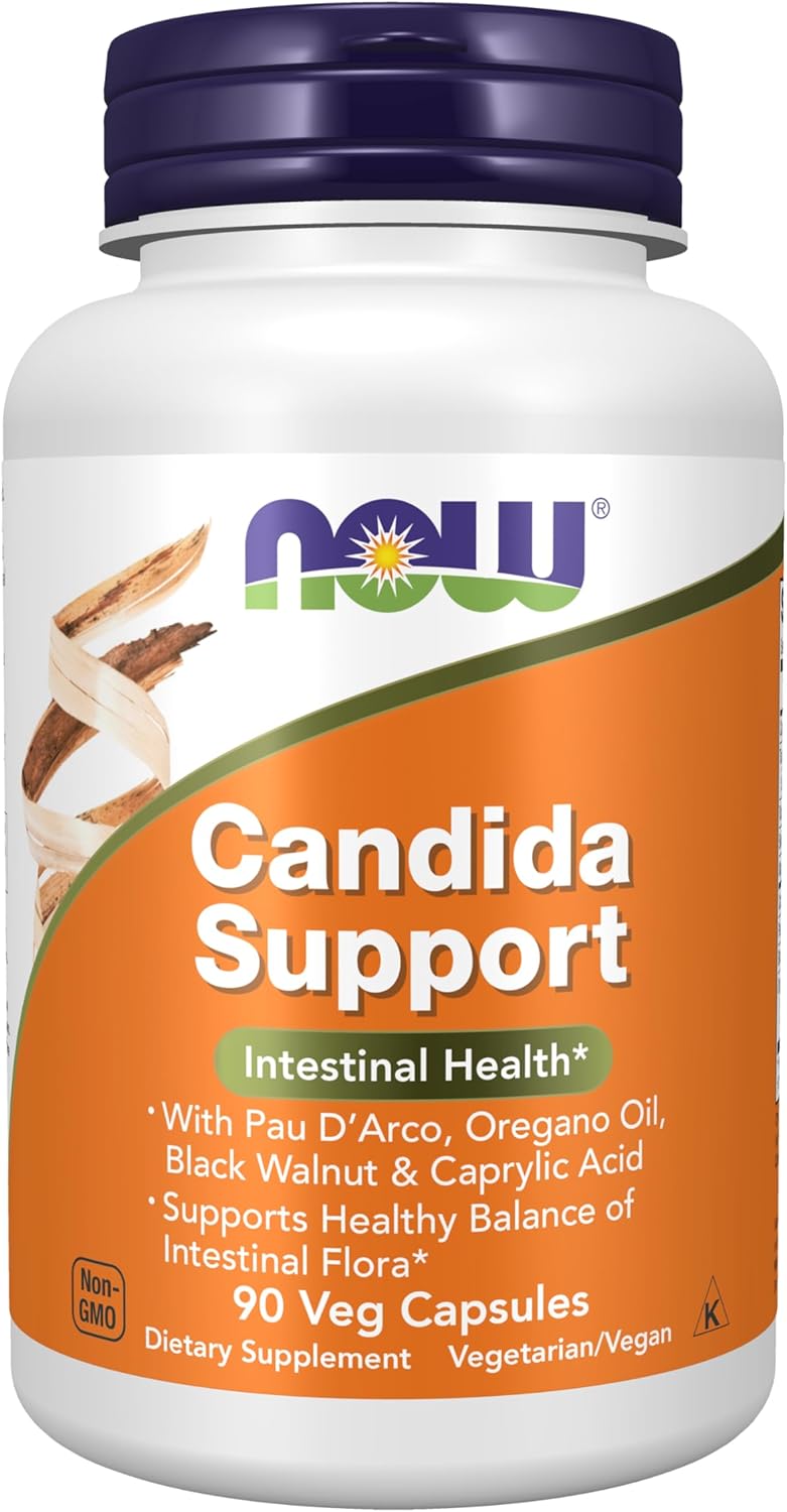 NOW Bacillus Support with Pau D'Arco, Oregano Oil, Black Walnut & Caprylic Acid, 90 Veg Capsules - görsel 1
