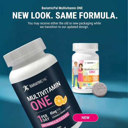 BariatricPal Multivitamin ONE – Chewable Bariatric Multivitamin with 45 mg Iron – Orange Citrus Flavour – 30 Tablets