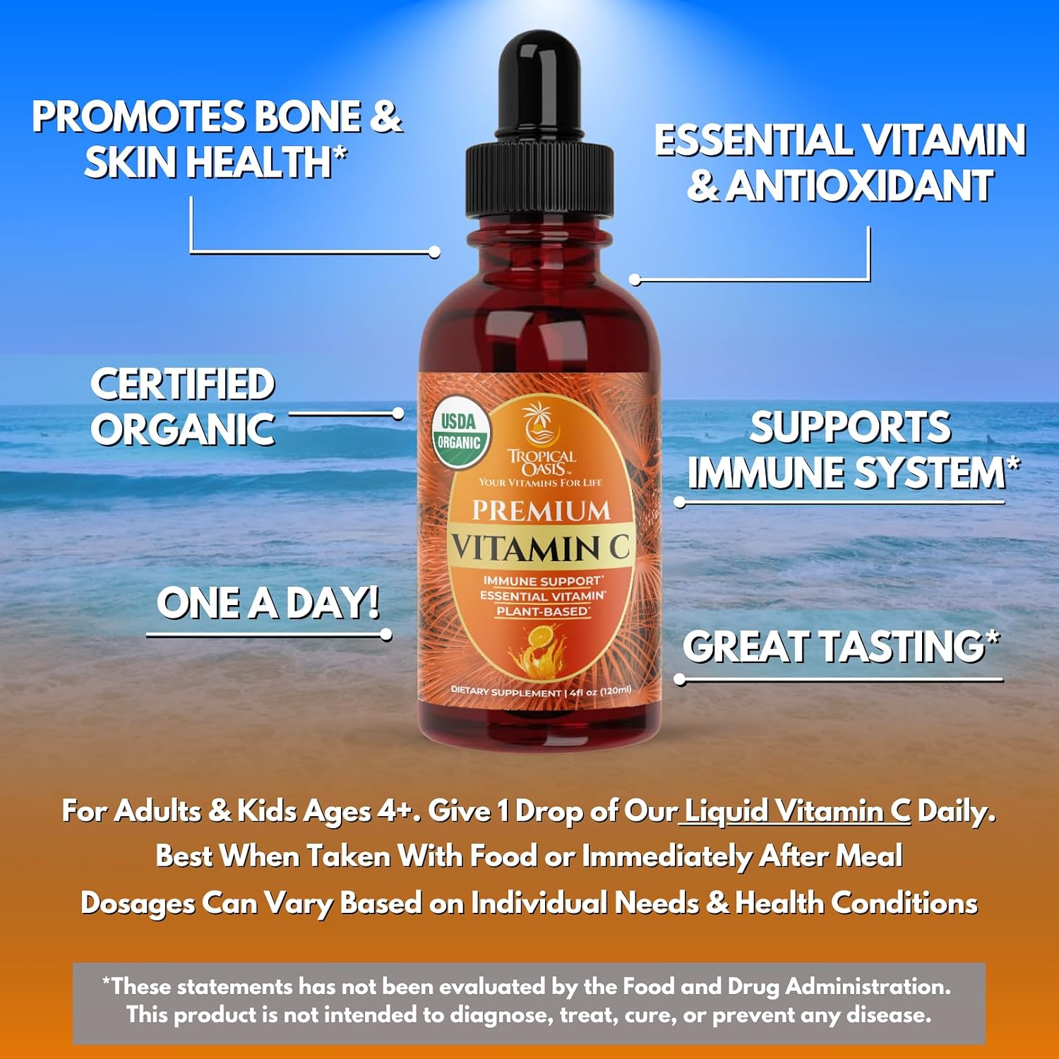 Tropical Oasis USDA Organic Liquid Vitamin C Drops for Adults and Children - görsel 4