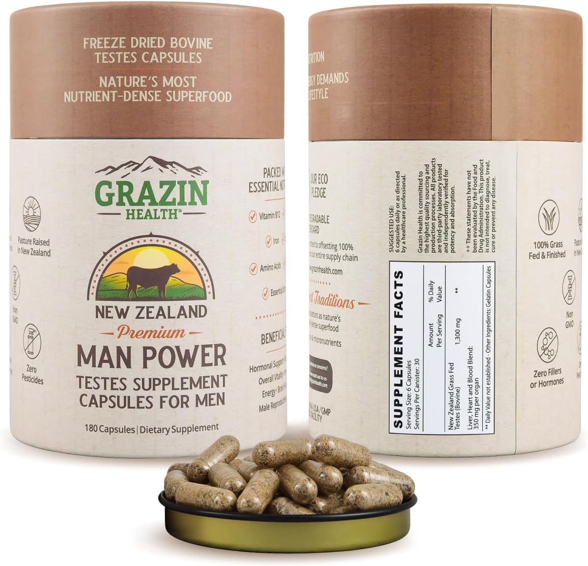 Grass Fed Bovine Testes Man Power Capsules (30 Day Supply) - görsel 1