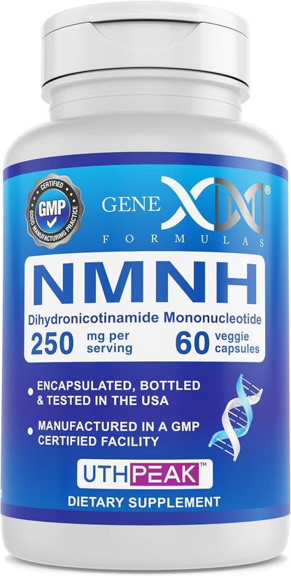 Genex Formulae 250mg NMNH (60 Capsules) | UthPeak™ Dihydronicotinamide Mononucleotide NAD+ Precursor