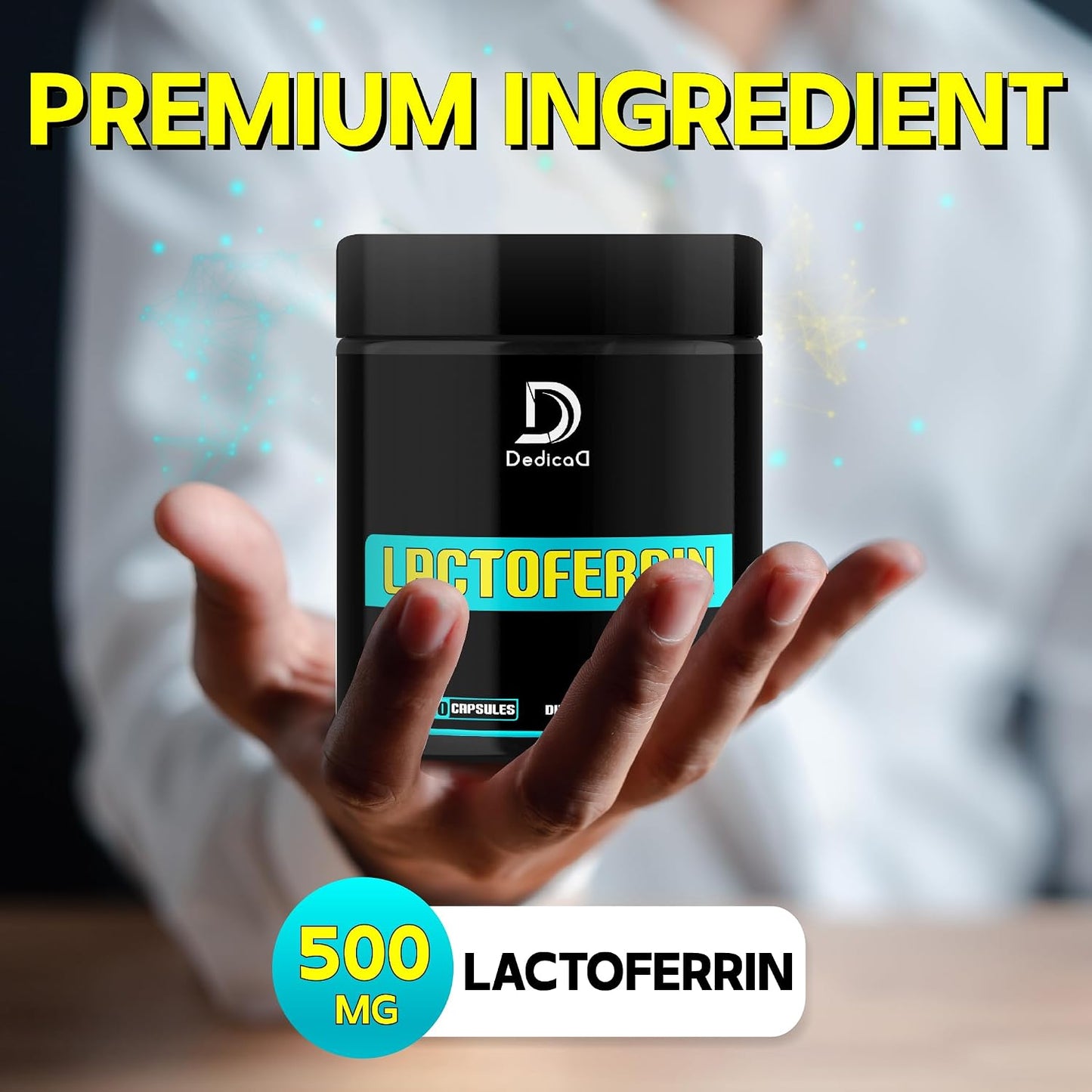DEDICAD 500mg Lactoferrin Supplement - 120 Capsules for 2-Month Supply - görsel 2