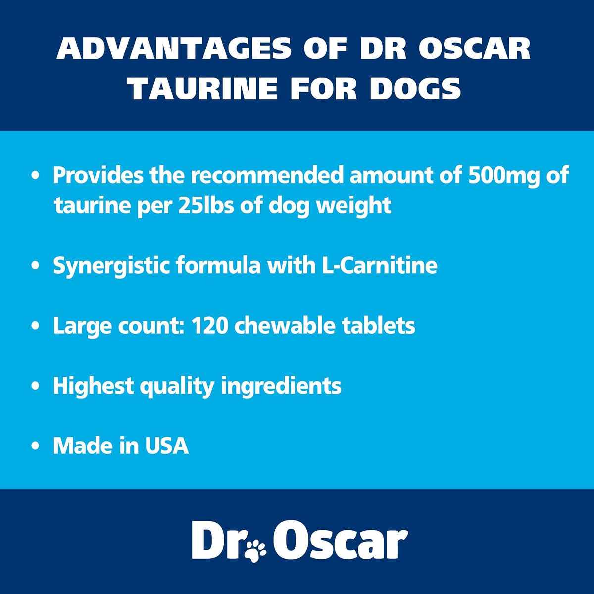 Dr. Oscar Taurine Supplement for Dogs – 120 Chewable Tablets with L-Carnitine - görsel 4