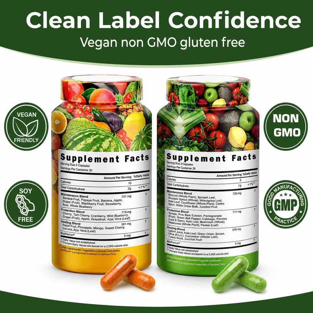 38 Fruits and Vegetables Supplement for Overall Health and Energy - 180 Count - görsel 5
