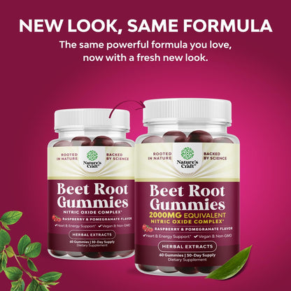 Flow Boosting Beetroot Gummies - Nitric Oxide Support with Pomegranate and Vitamin B12 - 60 Count