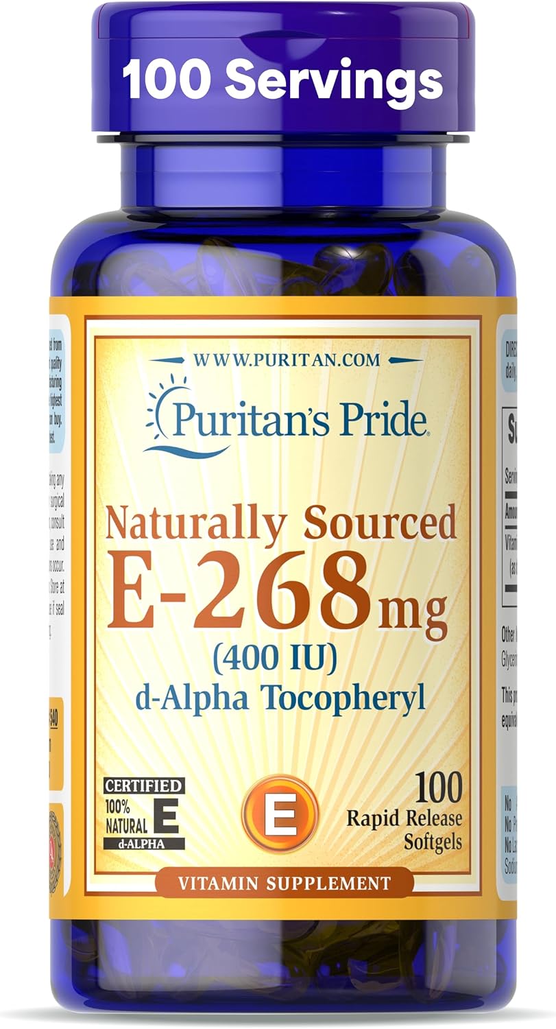 Puritan's Pride Vitamin E 400IU (268mg) D-Alpha Tocopheryl, 100 Rapid Release Softgels - görsel 1