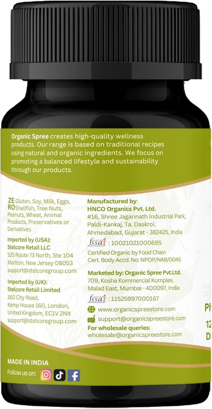ORGANIC SPREE Amla Tablets – 1200 mg per Serving – Indian Gooseberry Food Supplement – USDA Organic – 120 Tablets (Pack of Two)