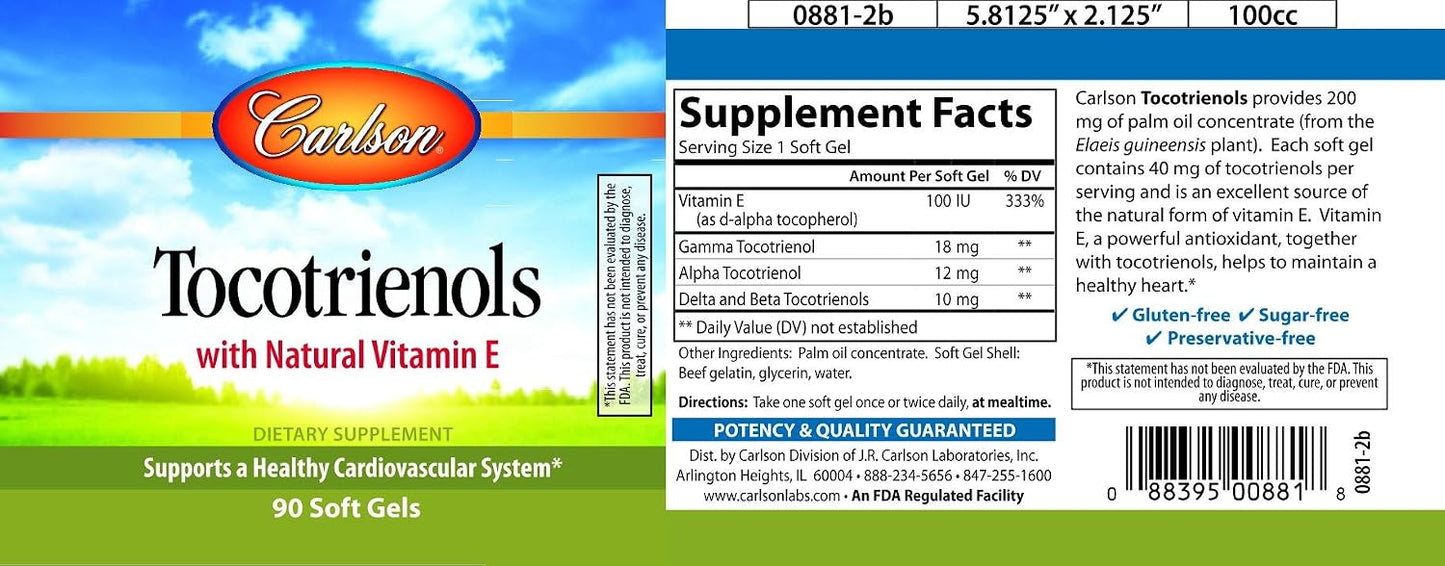 Carlson Tocotrienols with Vitamin E, 90 Softgels - görsel 3