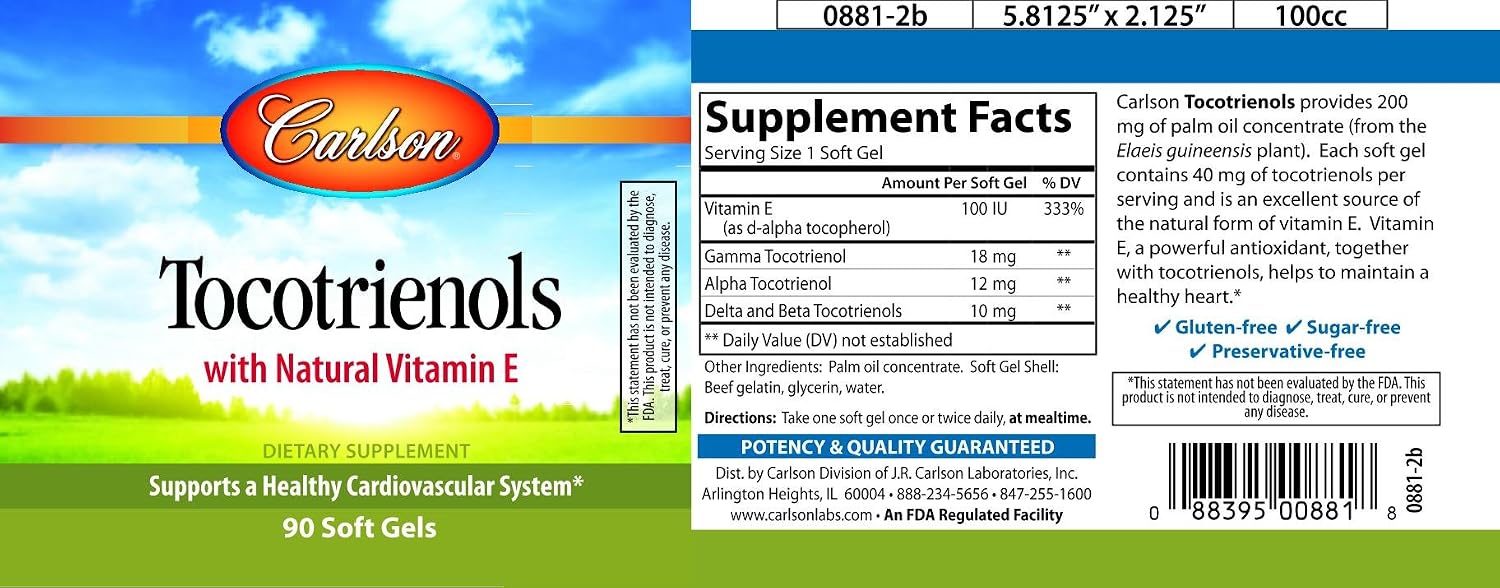 Carlson Tocotrienols with Vitamin E, 90 Softgels - görsel 3