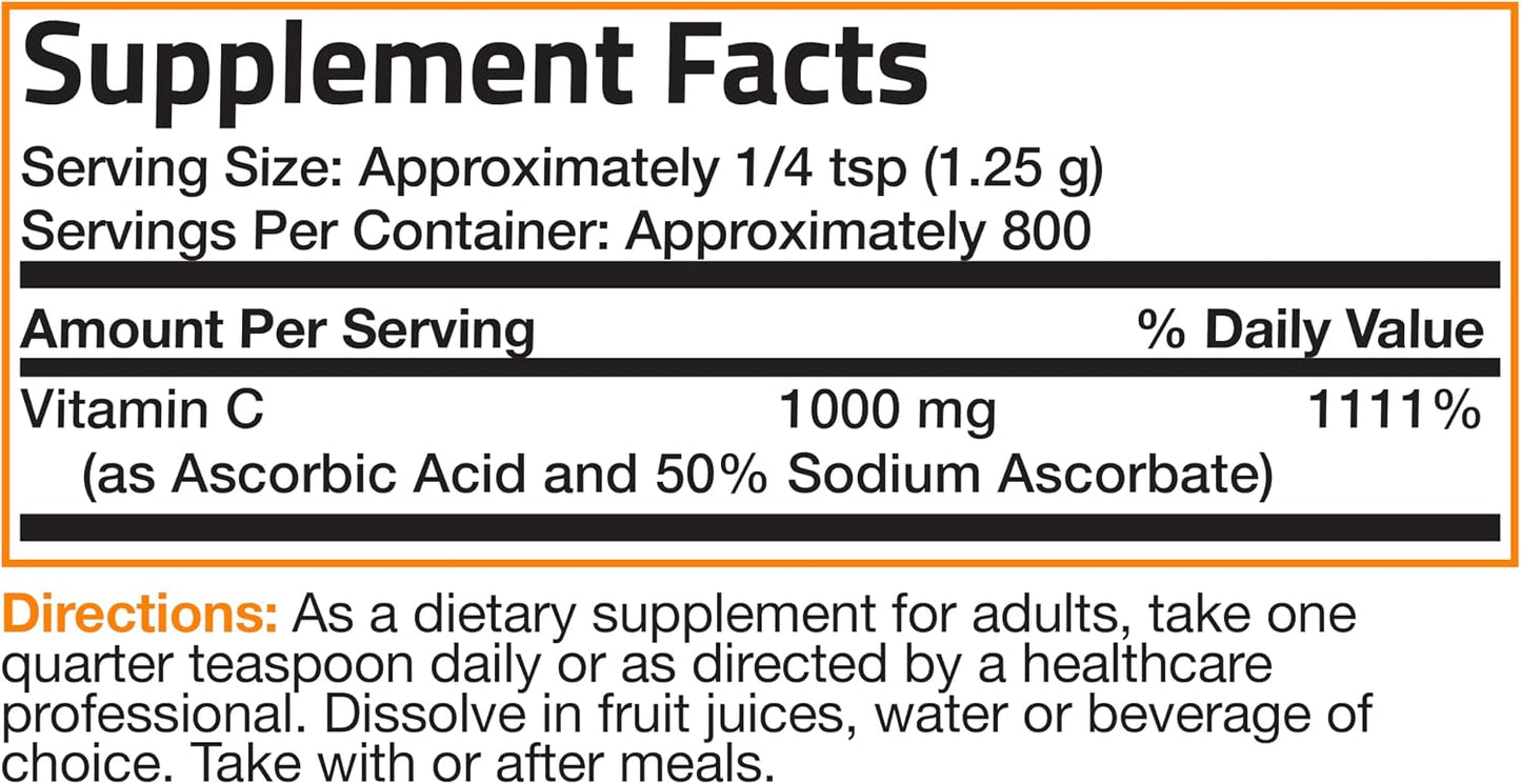Bronson Buffered Vitamin C Powder – Ascorbic Acid with Sodium Ascorbate, 1 kg - görsel 5