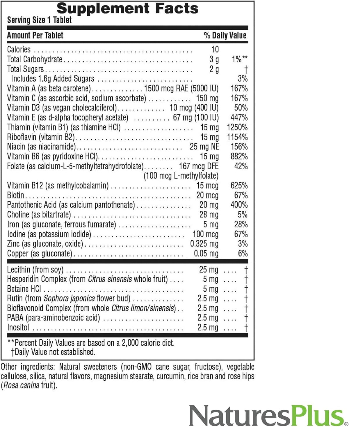 NaturesPlus Adult's Chewable Multivitamin & Mineral Supplement - Pineapple Flavour - 180 Tablets - görsel 5