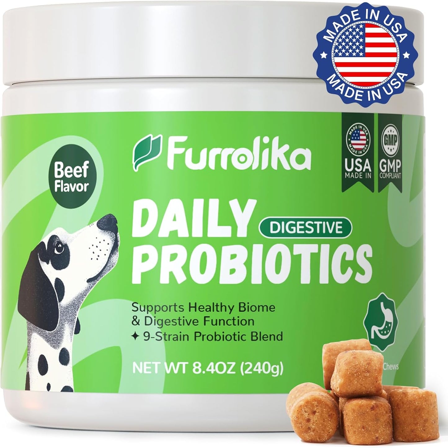 Furrolika 60 Count Probiotics Soft Chews – Beef Flavour Dog Probiotic - görsel 1