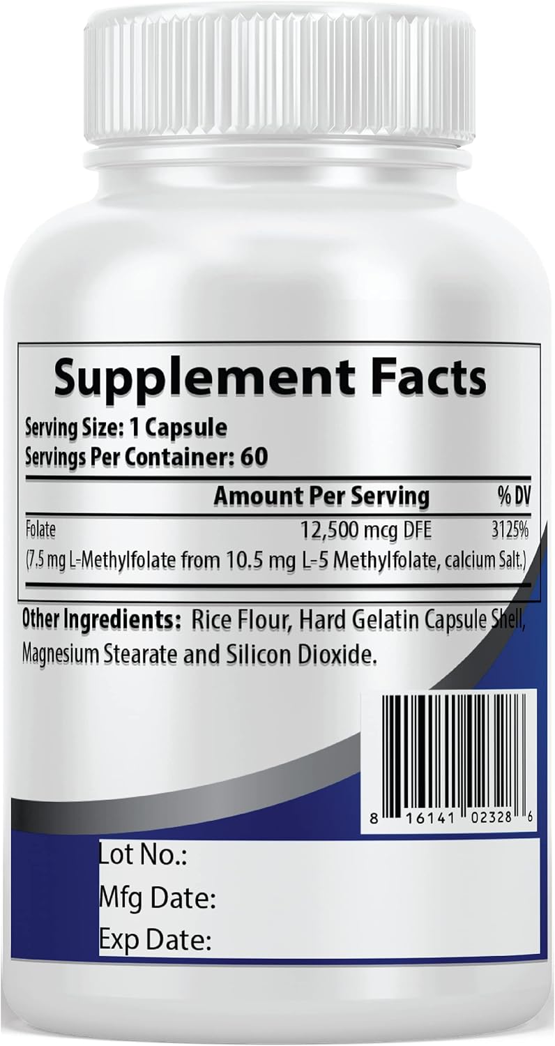 Pacific Nature's L-Methylfolate 7.5mg (60 Capsules) – Natural Active Folate for Overall Health Support, Gluten-free, Non-GMO - görsel 4