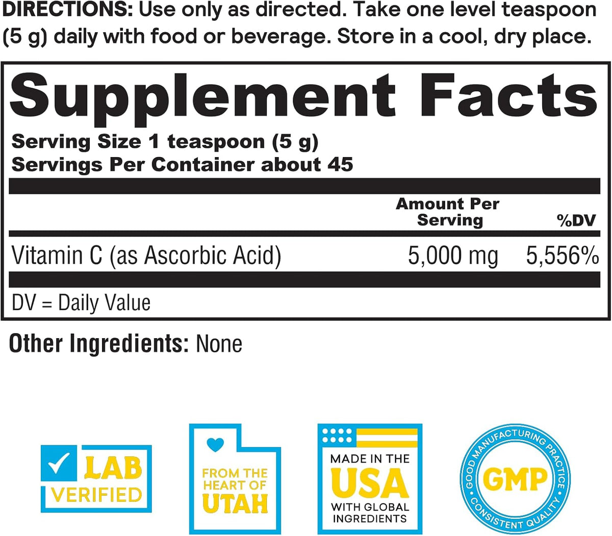 Nature's Life Pure Vitamin C Crystals - 5000 mg Vitamin C Powder - görsel 2