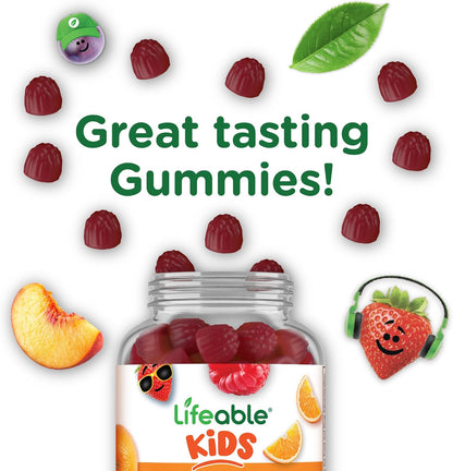 Lifeable Kids Multivitamin Gummies – Delicious Mixed Fruit Flavoured with Vitamins A, C, D, E, B6, B12, Zinc, Biotin, Folic Acid, Iodine, Niacin – 90 Gummies