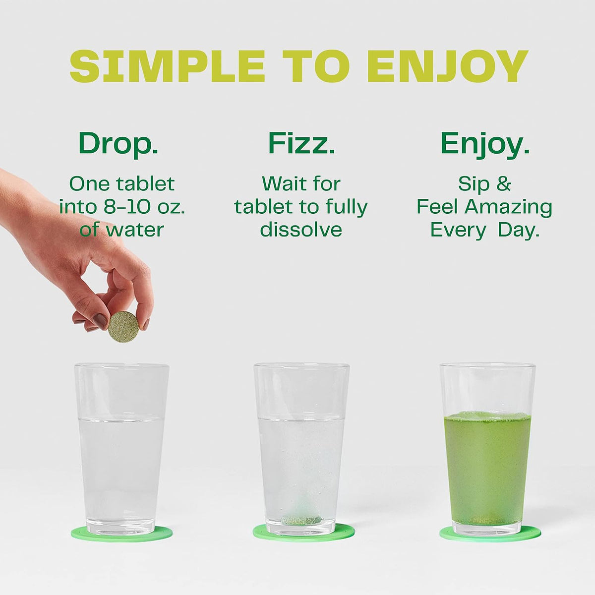 Amazing Grass Fizzy Green Tablets Superfood: Organic Green Superfood Fizzy Tablets, Lemon Lime, 30 Tablets (3 Tubes) - görsel 7