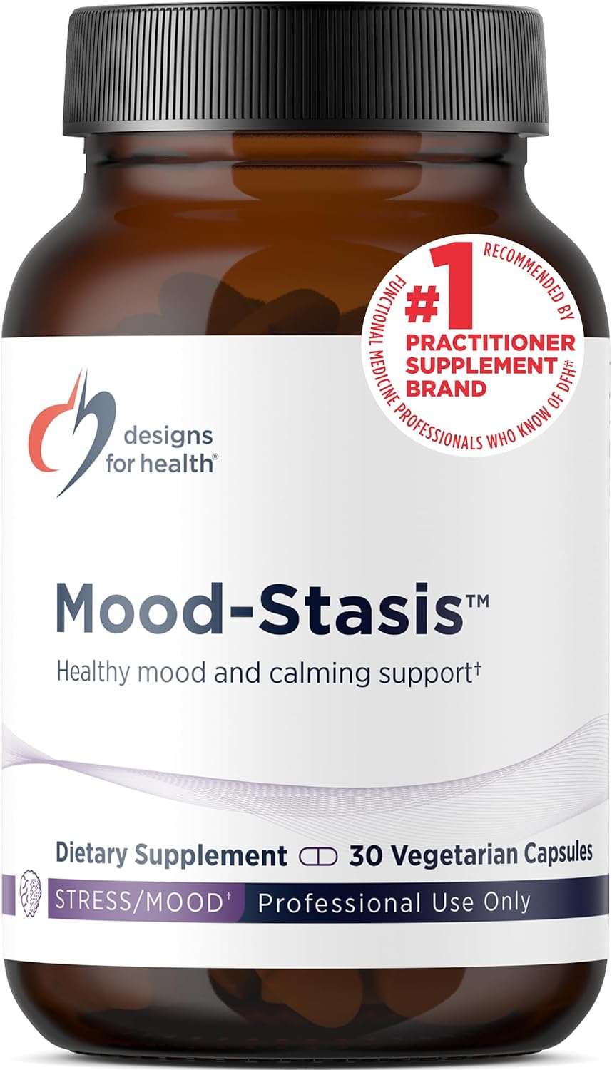 Designs for Health Mood-Stasis - Stress & Calm Mood Support with Vitamin B12, Methylated Folate, Saffron & Sceletium, 30 Capsules - görsel 1