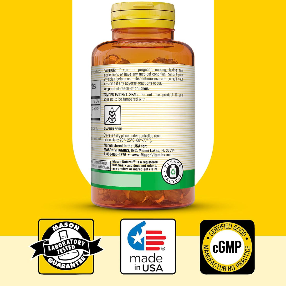 MASON NATURAL Vitamin D3 2,000 IU High Strength – Supports Bone Density, Strength and Immune Health, 60 Softgels (Pack of 3) - görsel 6