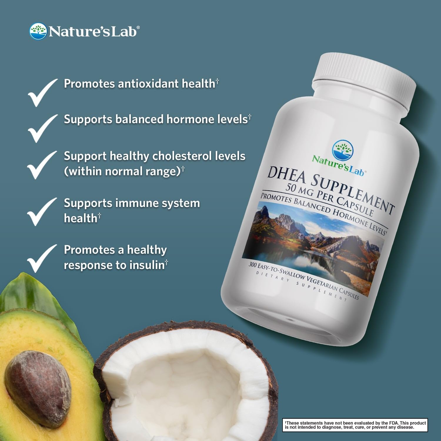 Nature's Lab DHEA 50mg Capsules, 300 Count - görsel 2