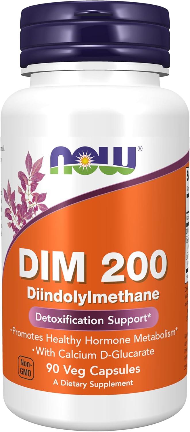 NOW Foods DIM 200 (Diindolylmethane) with Calcium D-Glucarate, 90 Vegan Capsules - görsel 1