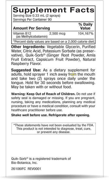 Nature's Answer B12 Methyl Liquid Spray – 30 ml