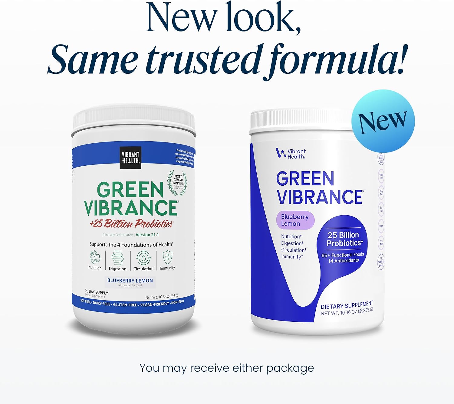 Green Vibrance Superfoods Powder – 70+ Plant-Based Whole Foods & 25 Billion Probiotics, Blueberry Lemon, 25 Servings - görsel 2