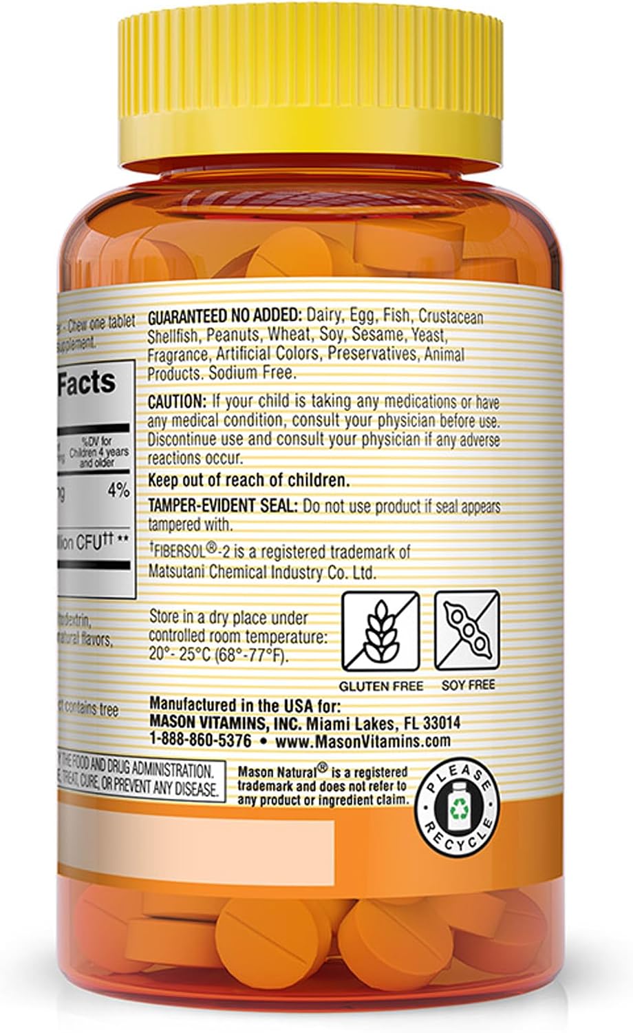 MASON NATURAL Healthy Kids Probiotic with Fibre - 60 Chewables - görsel 3