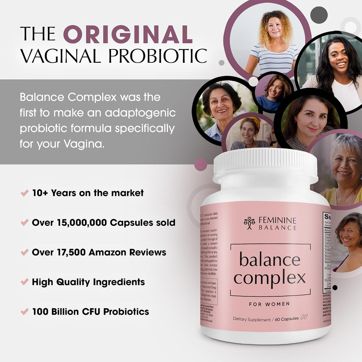 Balance Complex 17-in-1 Vaginal Health Probiotic with Cranberry & D-Mannose for Women – 60 Capsules - görsel 2