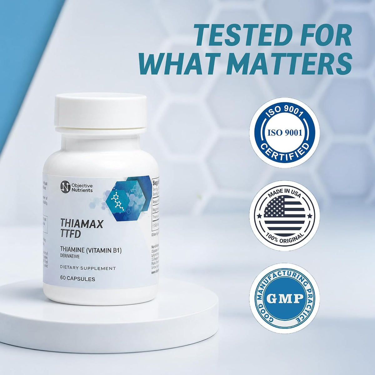 Objective Nutrients Thiamax TTFD Thiamine B1 Supplement - 100 mg with Magnesium - 60 Capsules - görsel 8