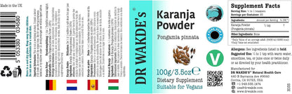 DR WAKDE's Karanja Powder (Pongamia pinnata) - Pure, Raw & Dried, 100g