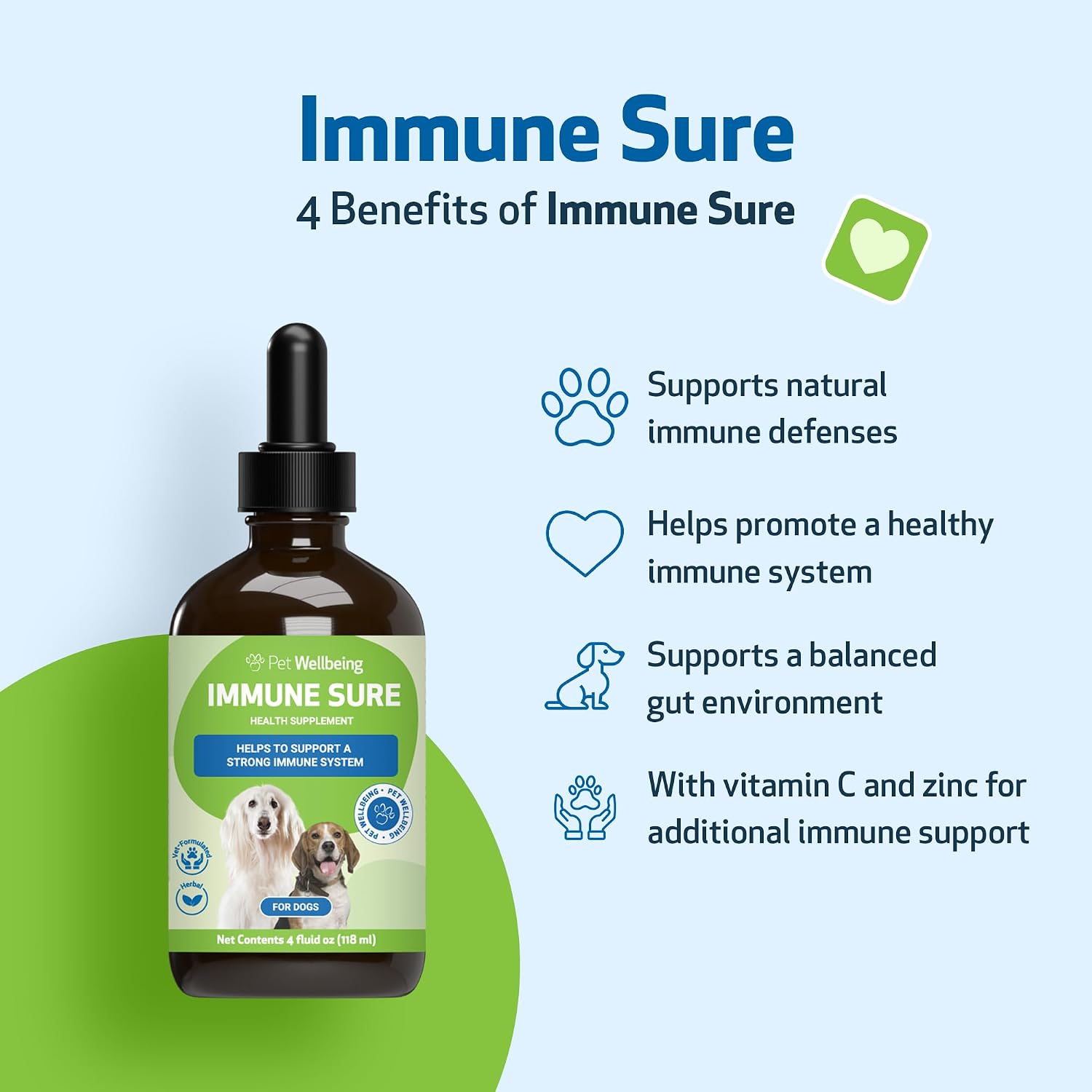 Pet Wellbeing Immune Sure for Dogs – Herbal Immune Support Supplement (118 ml) - görsel 4