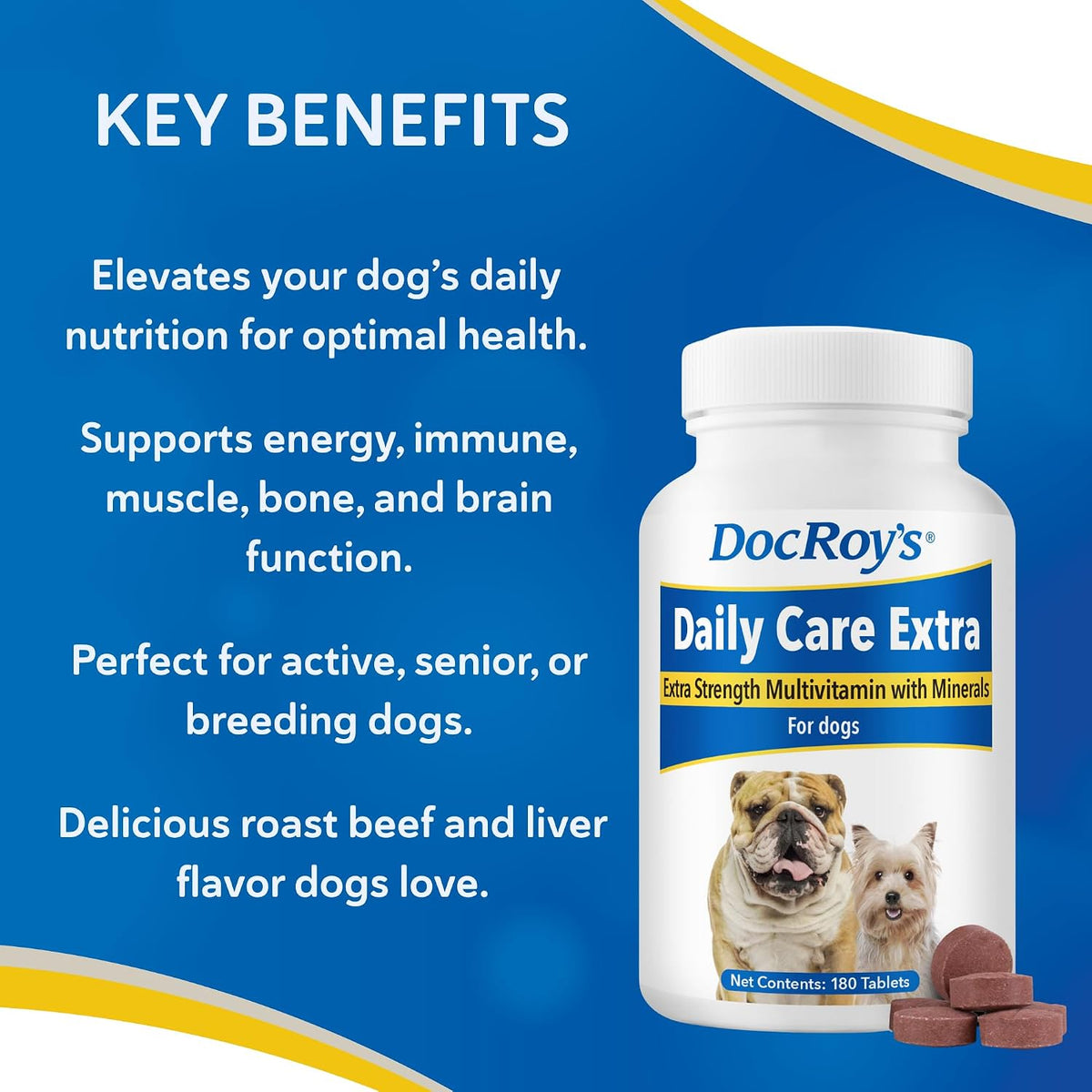 Doc Roy's Daily Care Extra Canine Multivitamin Supplement for Dogs (180 Tablets) - görsel 2