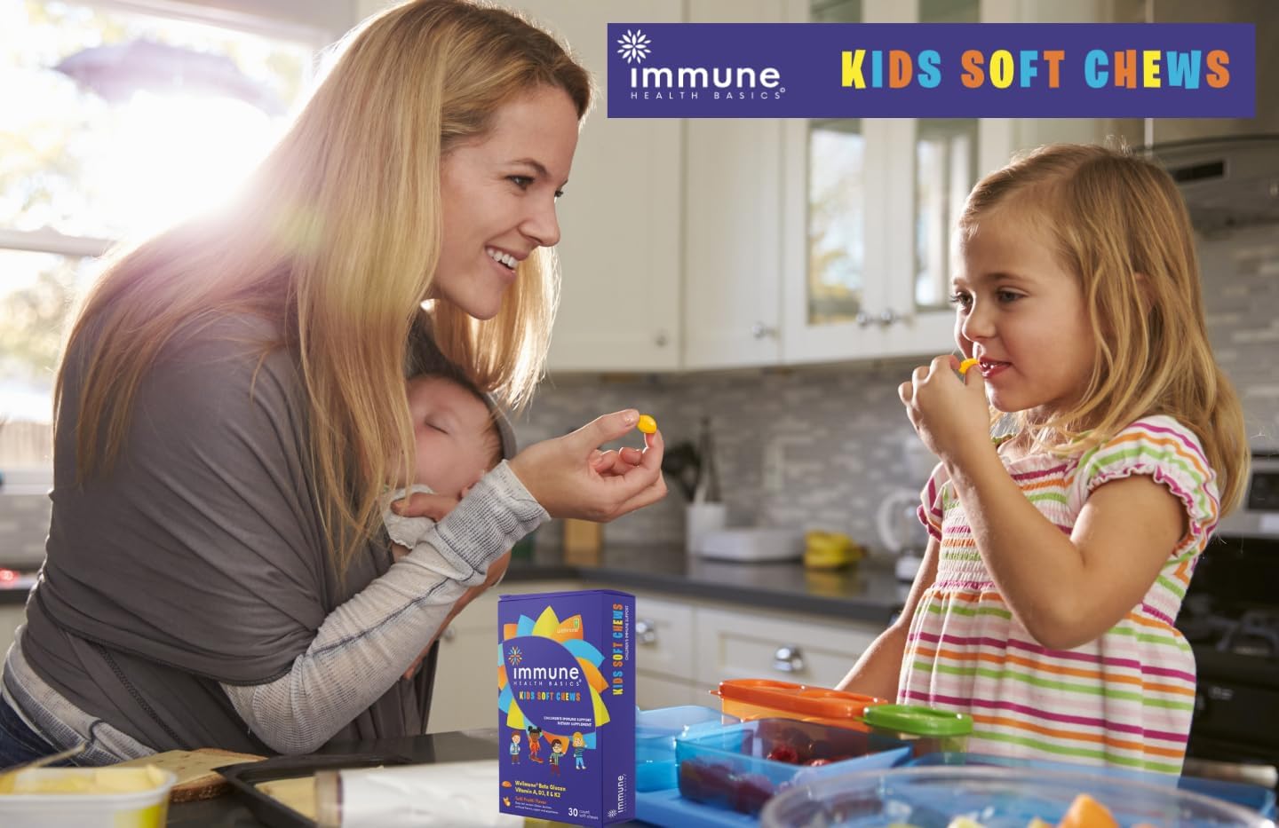 Children's Soft Chews with Wellmune® | Natural Beta Glucan Supplement for Immune Support & Daily Wellness | Free from Common Allergens & No Added Sugar | Tutti-Frutti Flavour, 30 Chews - görsel 3