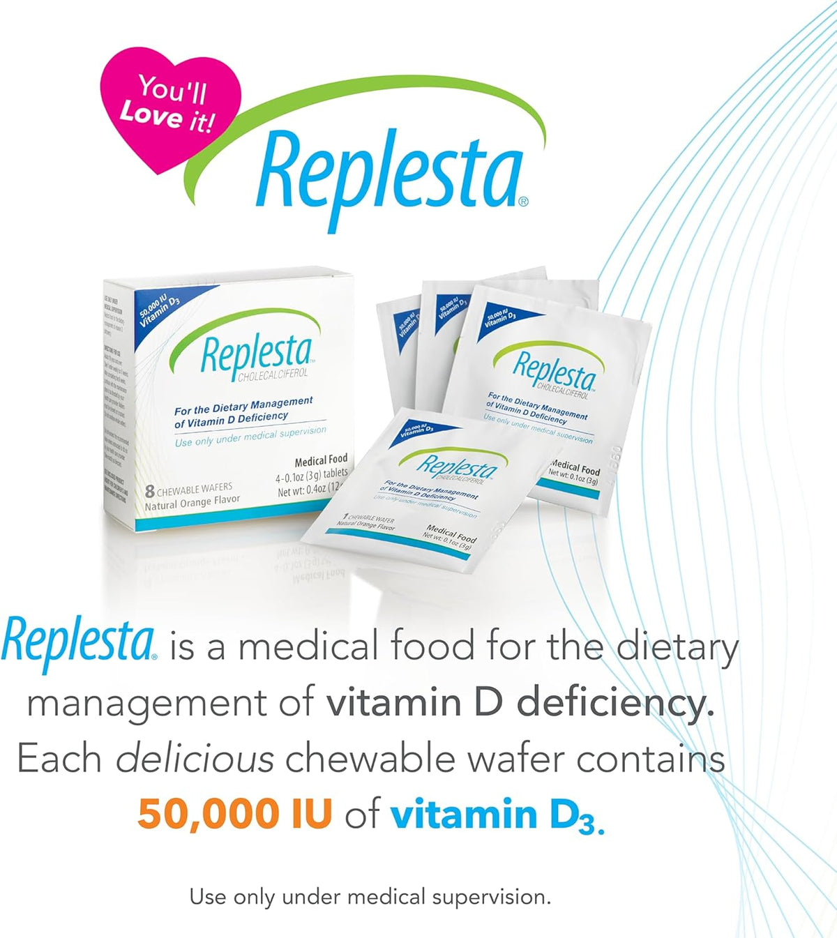 Replesta 50,000 IU Vitamin D3 Cholecalciferol – Once-Weekly Chewable Wafers, Non-GMO, Natural Orange Flavour, 8 Count - görsel 2