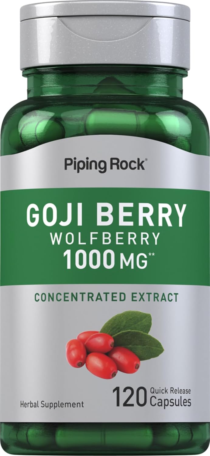 Piping Rock Goji Berry, 120 Capsules - Non-GMO, Gluten-free Supplement - görsel 1